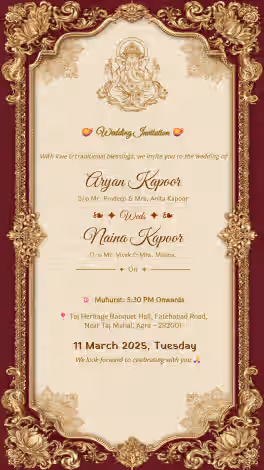 Indian Wedding Card Gold 17