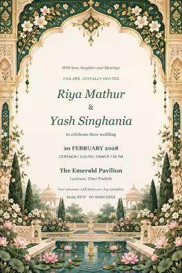 Emerald Pavilion Garden Wedding Invitation