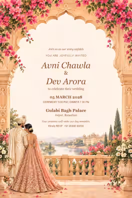 Sunset Jharokha Couple Wedding Invitation
