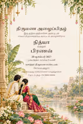 Tamil Tamil Bridal Garden Wedding Invitation