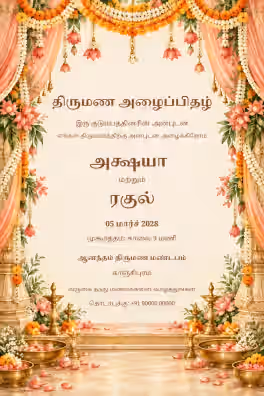 Tamil Marigold Mandap Wedding Invitation