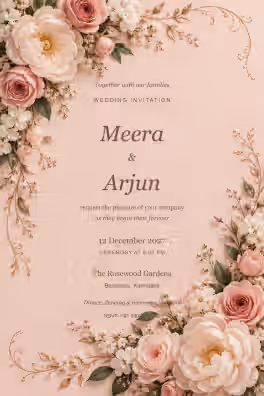 Blush Silk Romance Wedding Invitation