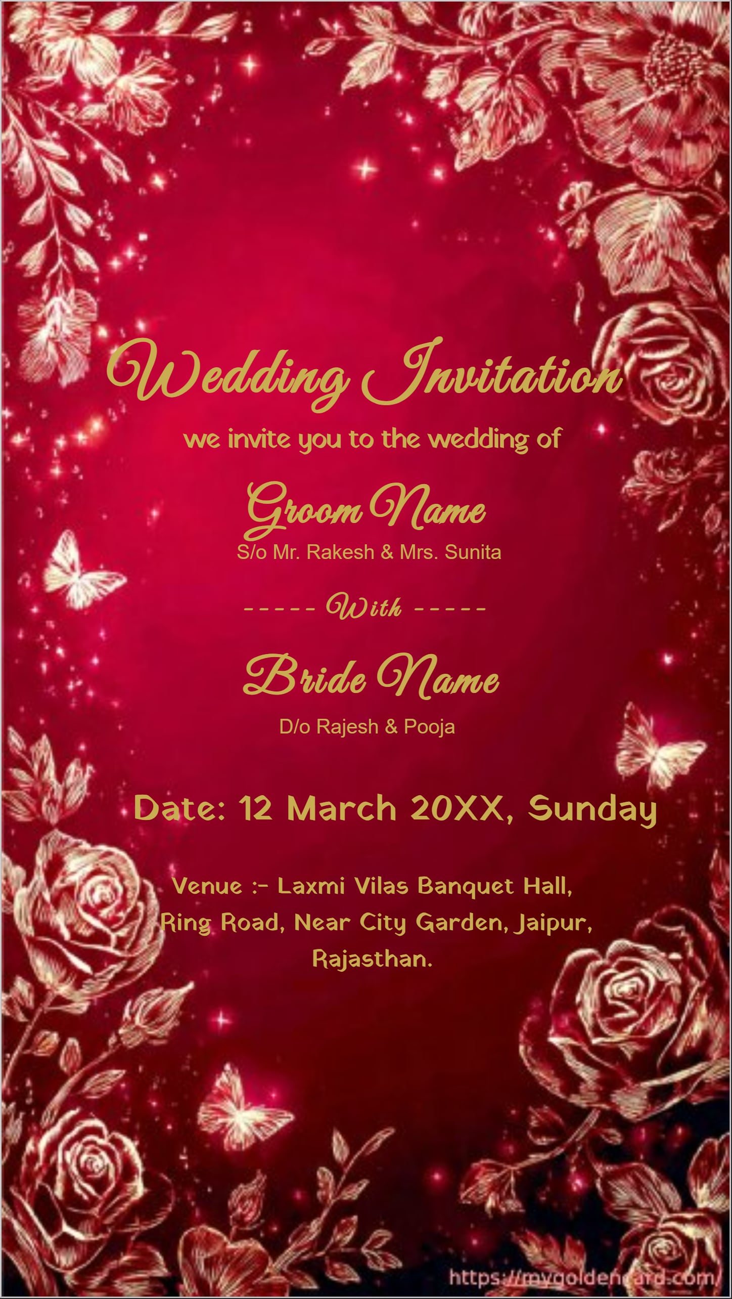 Classic Wedding Card Luxury Gold Design