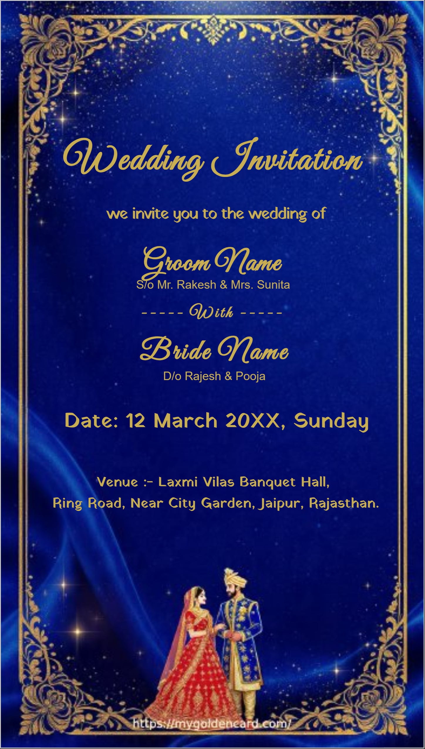 Royal Blue Background with Gold Border
