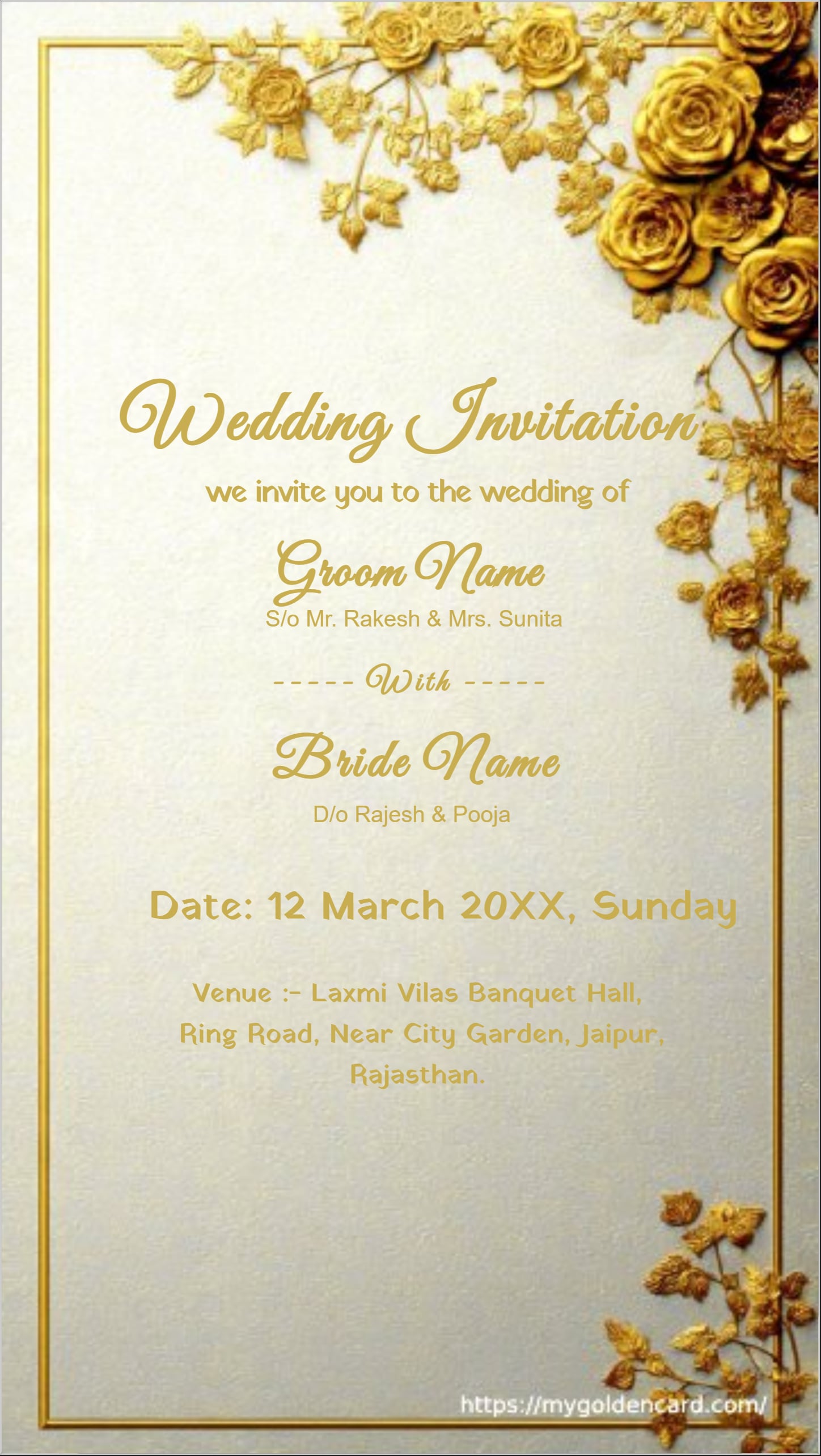 Marriage Invitation Gold Foil Style