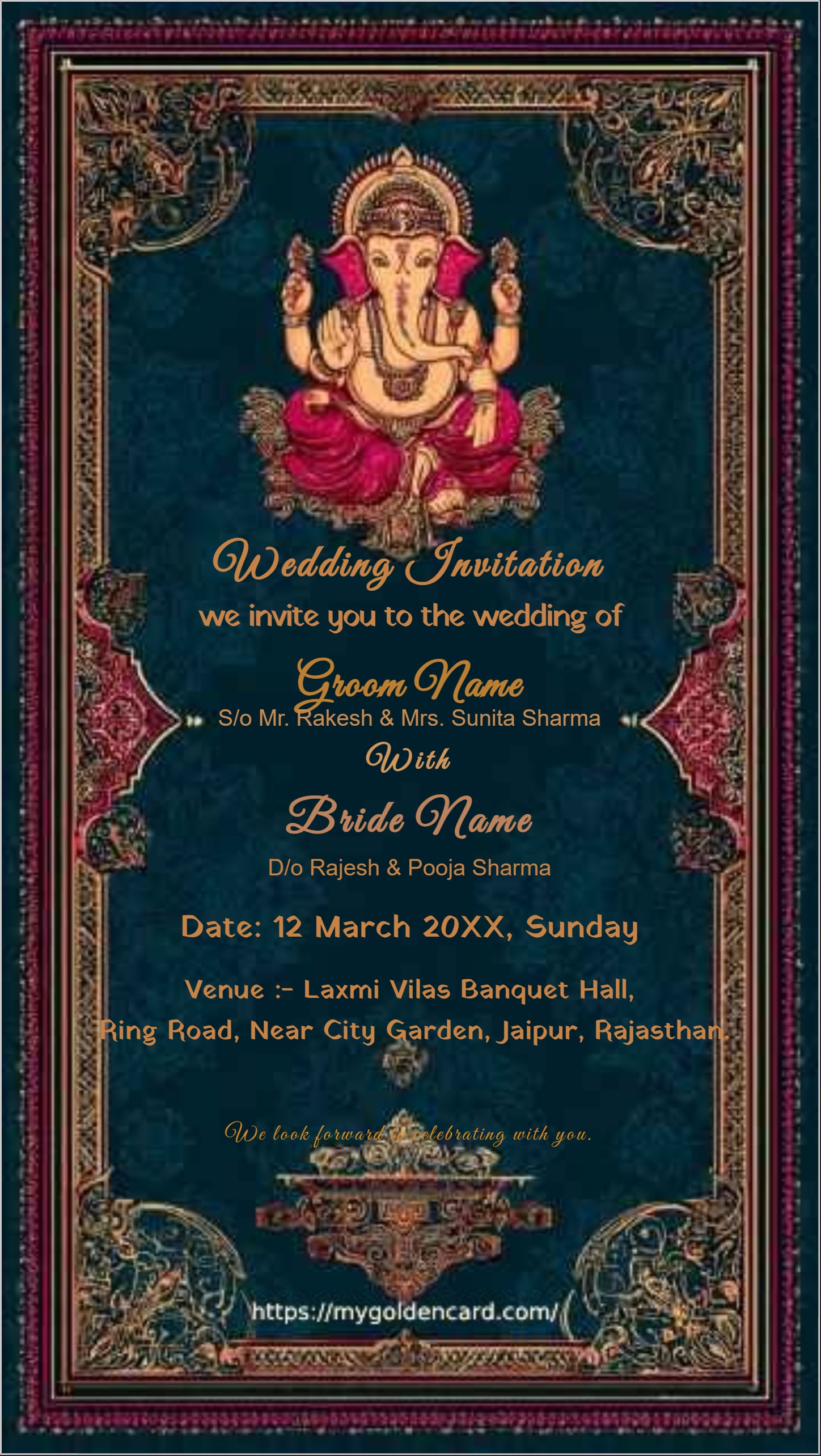 Minimal style Ganesh Hindu wedding invitation card
