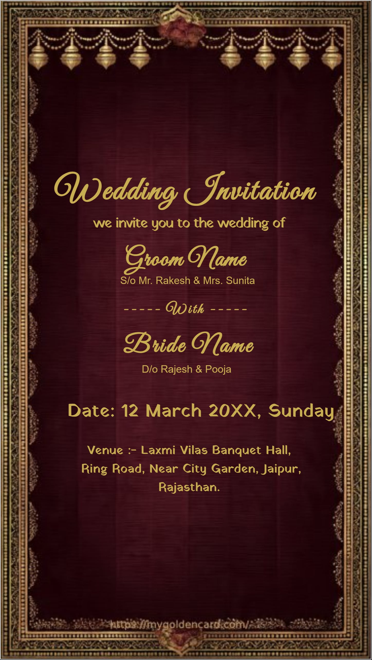 Traditional Wedding Invitation Card